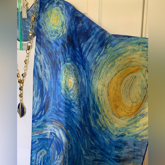 NWT Museum Art Ruana Rhuana Kimono Cover-Up OS “Starry Night” - Picture 8 of 11